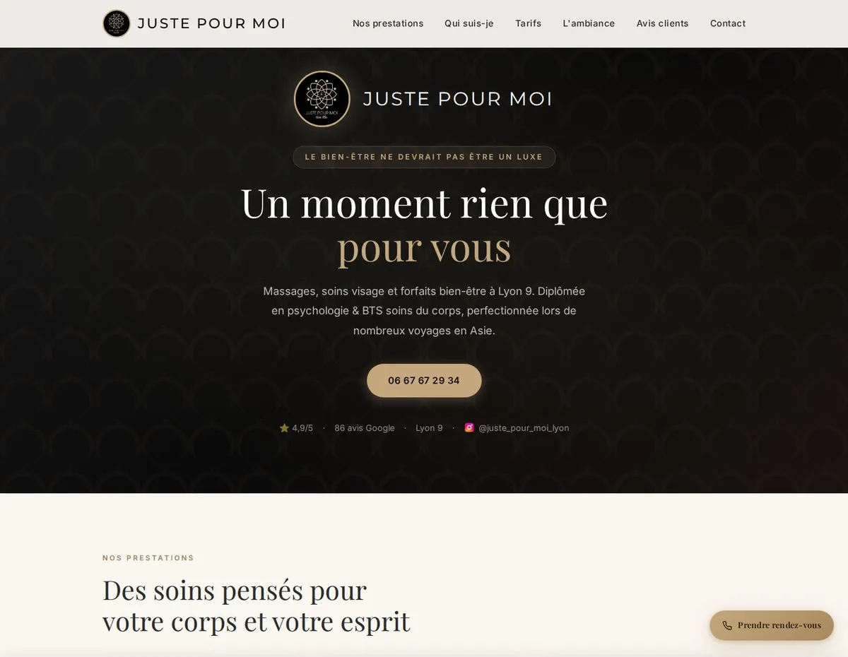 Site web de Juste Pour Moi